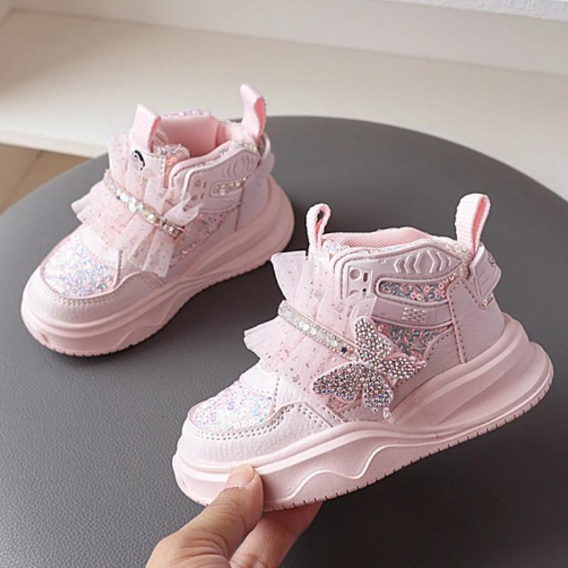 Trendy Girl Shoes Princess Sweet Child Sneaker Soft Soled Non Slip Casual Shoe New Autumn Girl Sneaker Simple Classic Board Shoe