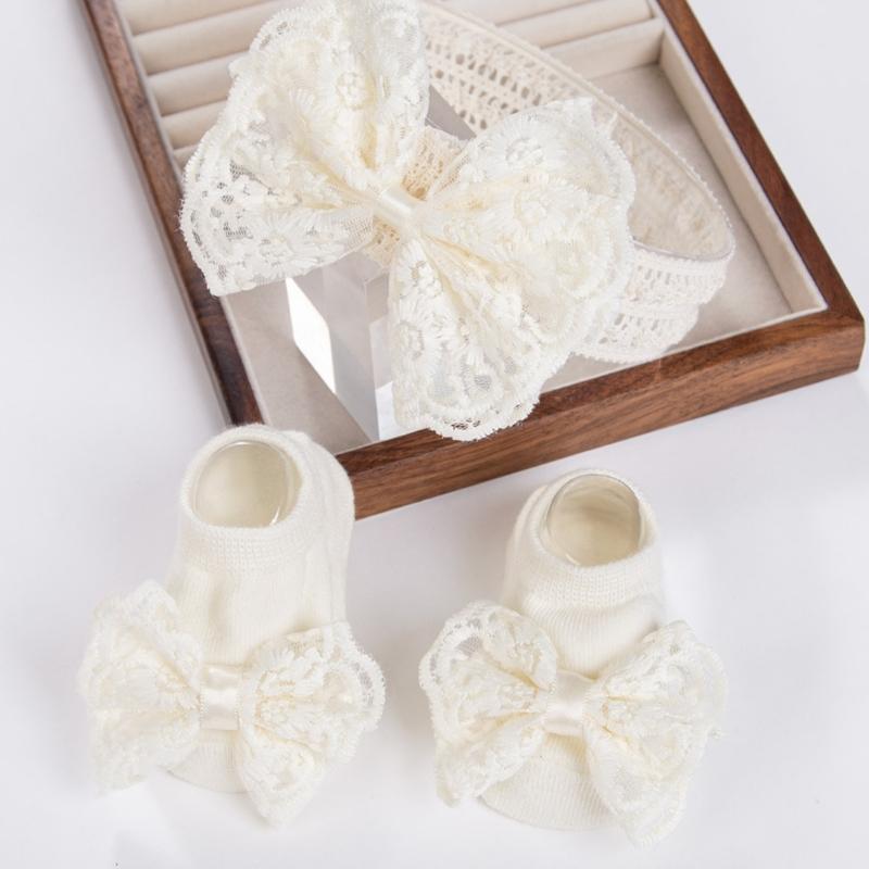 Breathable Infant Headwrap Headband with Anti Slip Silicone Socks Lovely Baby Accessories 0 To 12 Months Gift