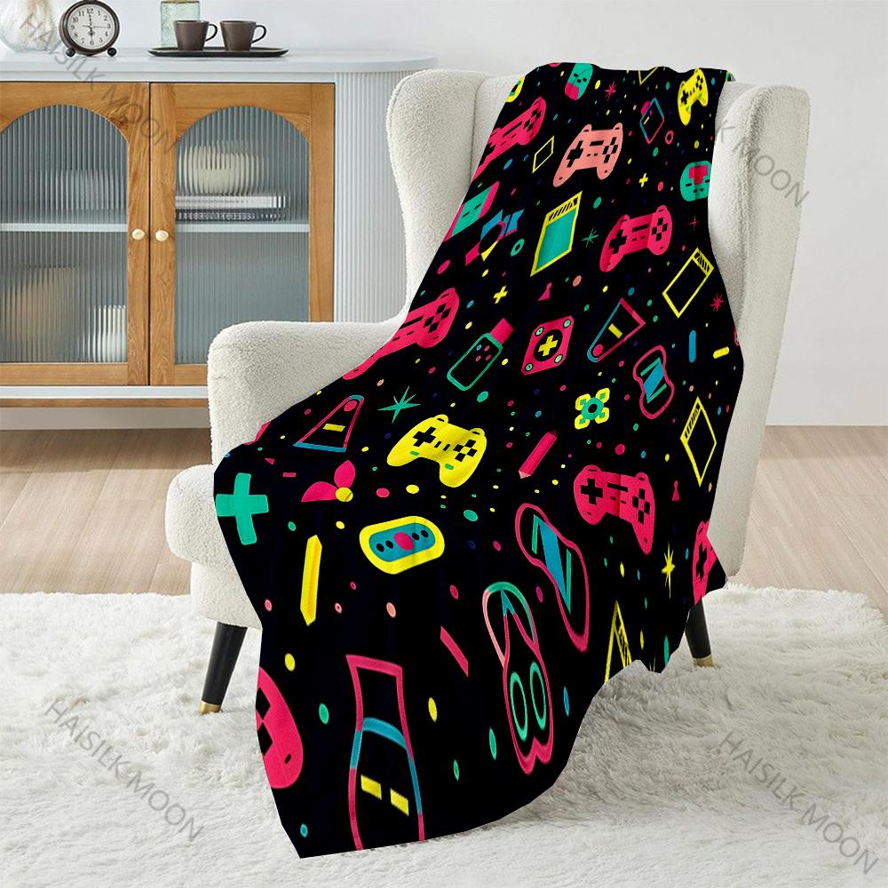 Video Game Element Controller Pattern Blanket Warm Soft for Sofa Bed Home Travel Camping Blanket All Seasons Luxury Gifts