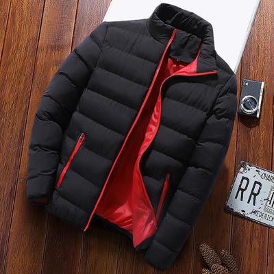 Men Baseball Jacket Stand Collar Long Sleeve Full Zipper Closure Solid Color Winter Jacket with Pockets Solid Color Outdoor Sports Coat