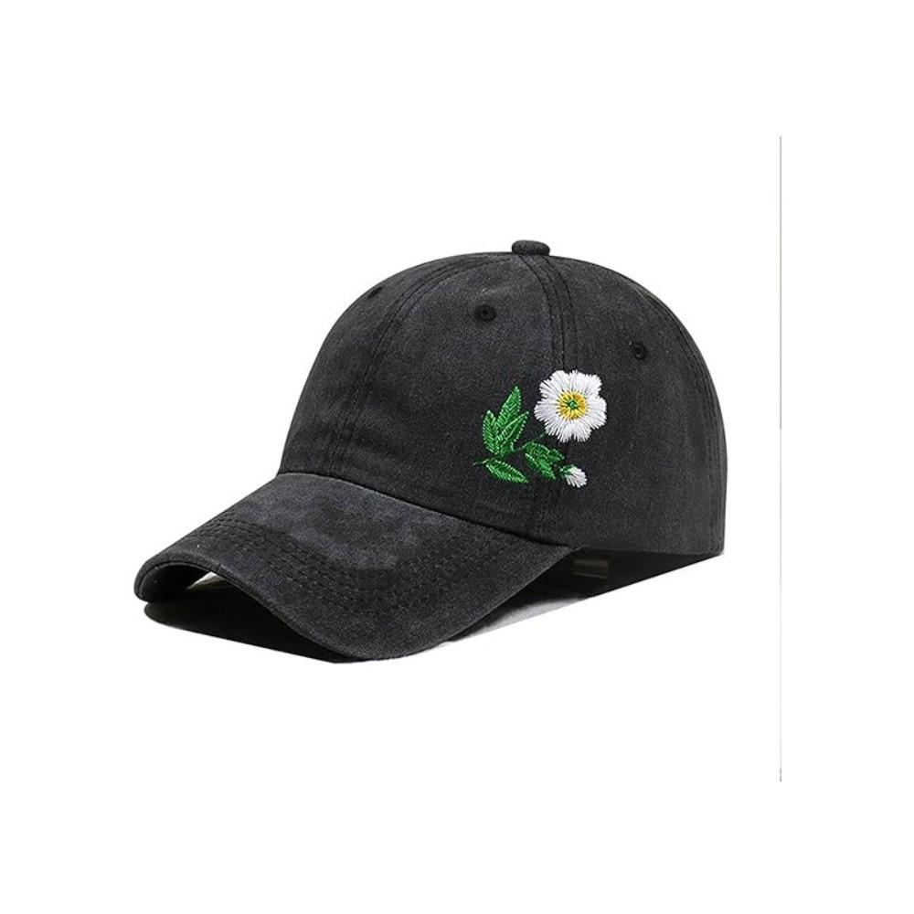 Retro Flowers Embroidery Baseball Cap Washed Cotton Adjustable Baseball Hats Sunscreen Hats For Man Women
