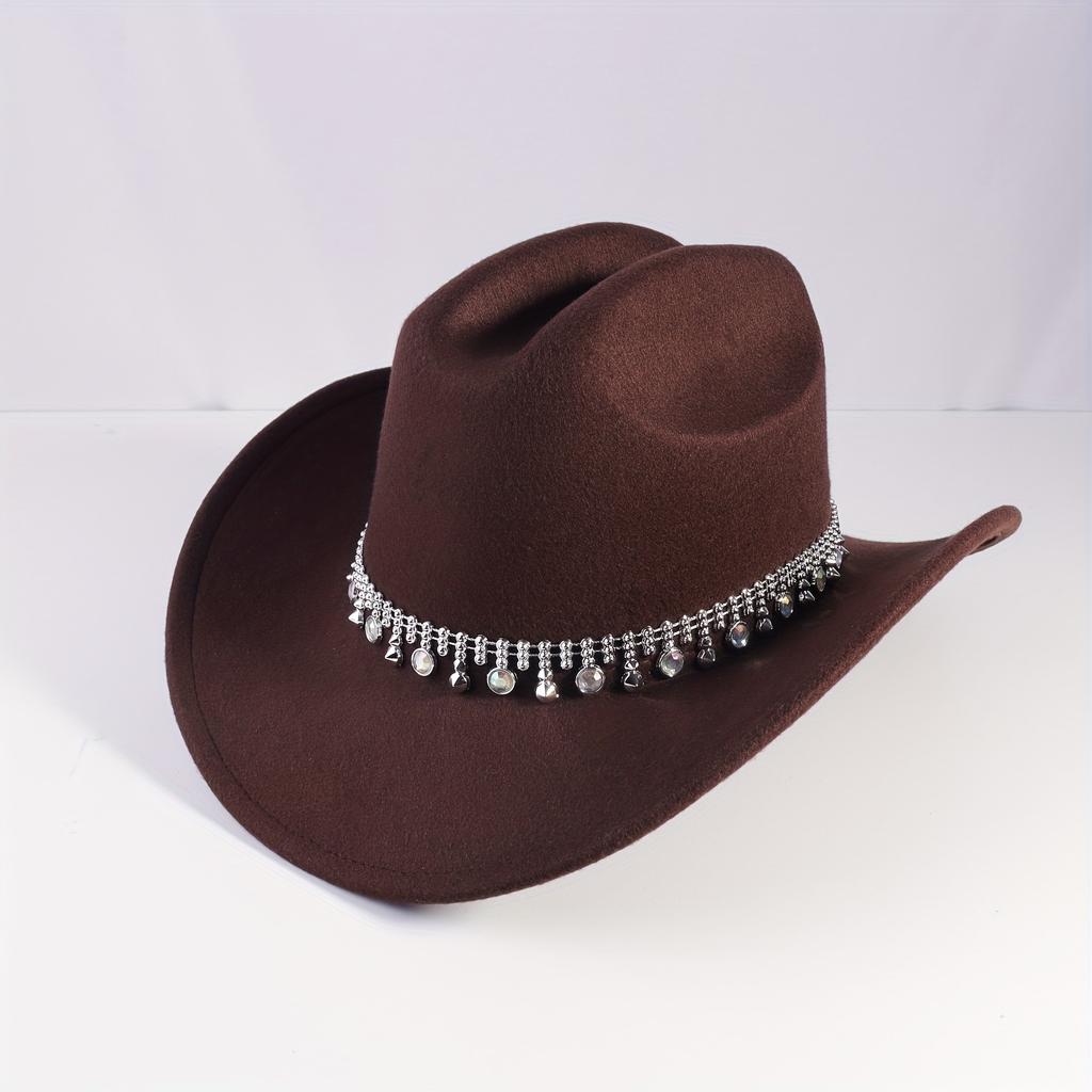 1Women's Sparkling Rhinestone Decorated Cowboy Hat Western Style Sequin Rhinestone Cowboy Hat Suitable for Parties and Daily Use