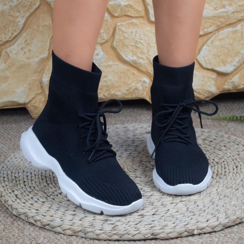 Short Socks Boots Fashion Round Toe Knit Breathable Sleeve Soft Sole Anti-Slip Wear-Resistant Single Shoes