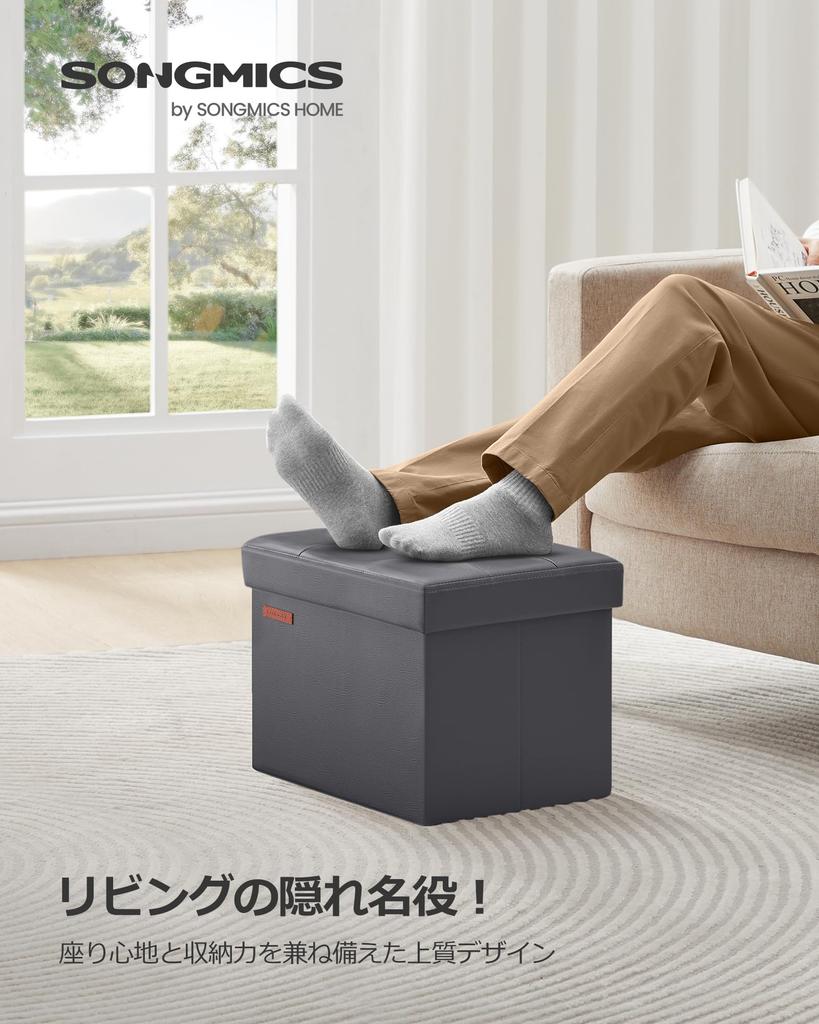 SONGMICS Mazie Collection Foldable Storage Storage Synthetic 40cm 130kg Weight Suitable for Living and Simply LSF100G01 - Ottoman, Stool, Bench, Box,
