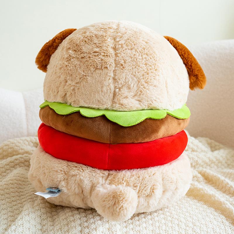 Creative Dog Burger Plush Toy Stuffed Soft Plushies Hamburger Puppy Pillow Sofa Cushion Cute Room Decor Boy Girl Birthday Gift