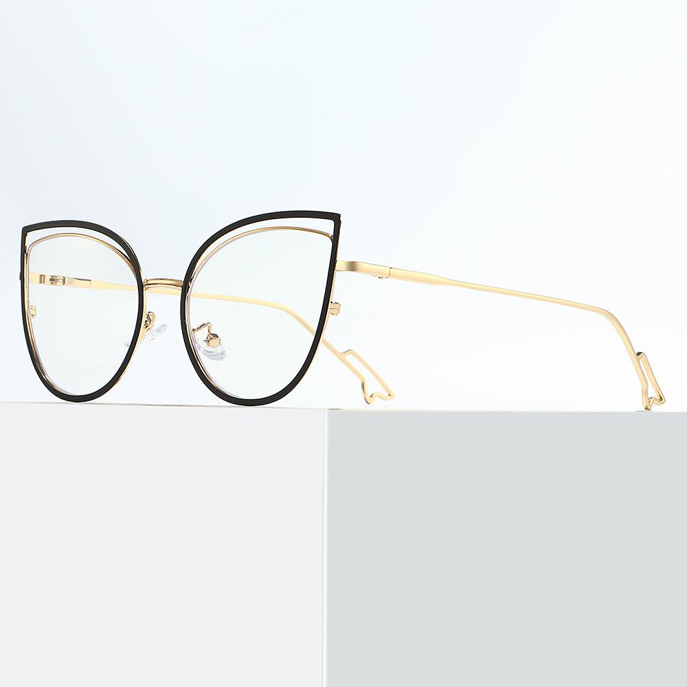 Trendy Color Changing Glasses, Anti Blue Light Glasses, Women's Fashionable Flat Light Glasses, Cat's Eye Frames