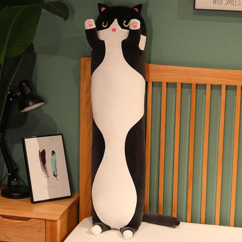 50/70/90/110/130cm Giocattoli Peluche Gatto Lungo Morbido Carino Divertente Pausa Ufficio Cuscino per Riposo Letto Sonno Decorazione Casa Bambola per Bambini Ragazza Regalo