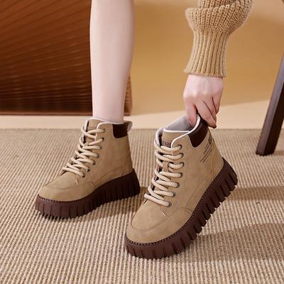 Thick-soled Heightening Retro Martin Boots Women's Autumn and Winter Outdoor Board Shoes High-top Street Photography Niche Casual Single Shoes