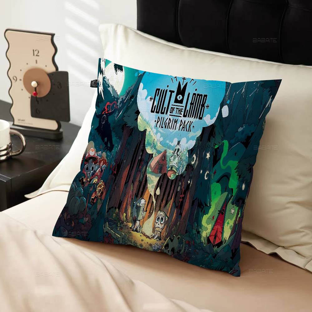Video Game C-Cult of The Lamb Pillow Cover for Bedroom Room and Living Room Sofa Decorative Cushion Cover