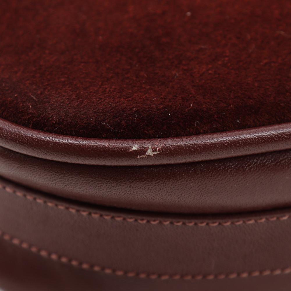 Cartier Must Line Shoulder Bag Bordeaux Suede/Calfskin Women Used