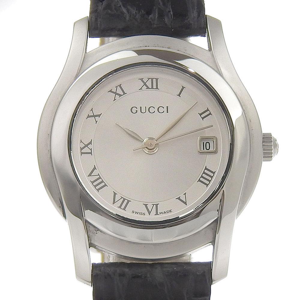 

GUCCI Watches 5500L SilverDial Stainless Steel/Embossed Leather Quartz Analog display Women Used