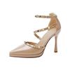 Thick-soled Waterproof Table Pointed Head Rivet High Heels Women's 2025 Spring and Summer New Sexy Single Shoes Stiletto with Skirt Sandals