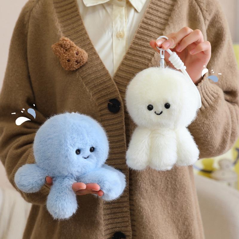 Adorable Rotating Jellyfish & Octopus Plush Pendant - Cute Desk Companion Ornament Gift