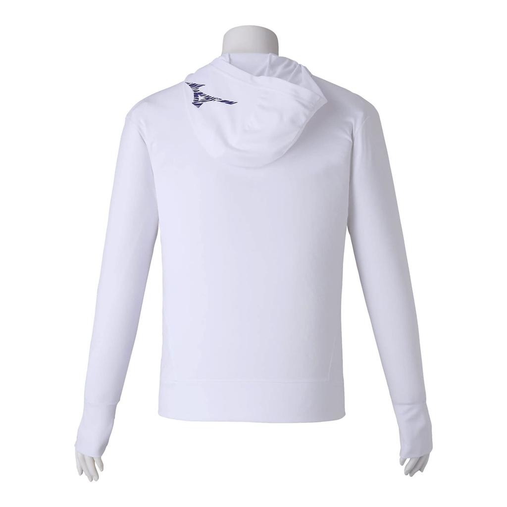 MIZUNO Rush Hoodie for and Gym L Men's (Long Sleeve) Swimming, Fitness, Use, N2JCA111, 01 White, Size