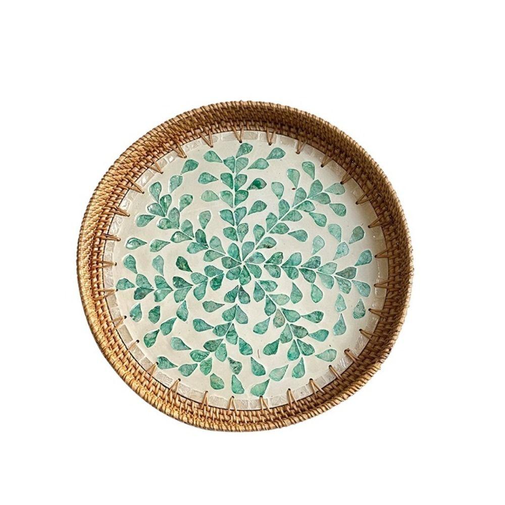 Rattanflechten Rattan Muschelschale Tablett Runde Brotkörbe Tablett Flechten Obstkorb Badezimmer