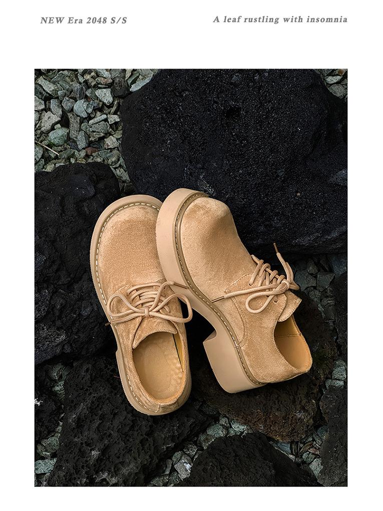 2024 Autumn Unisex Couple's British Style Retro Thick-Soled Casual Leather Shoes 9533-K