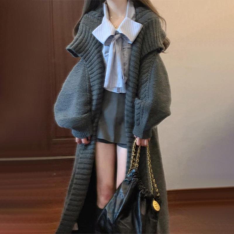 

Ретро серый кардиган средней длины для женщин - Коллекция Осень/Зима 2025 S (40-45kg)