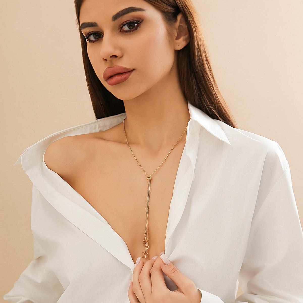 Простая цепочка для свитера женское универсальное ожерелье нишевый цветок звезда тонкая цепочка ожерелье Specification