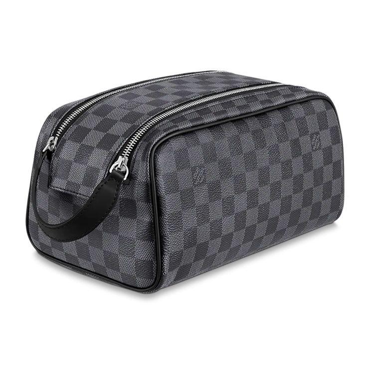 Louis Vuitton Check Pattern Canvas And Leather Toiletry Bag Men Toiletry Bag Black Blue N40127