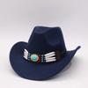 Western Cowboy Hat Simple Woolen Top Hat Retro Chain Ethnic Style Men'S And Women'S Jazz Hat