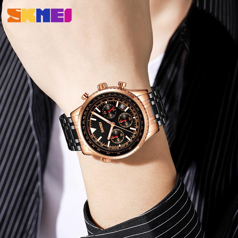 Moment America's New Men's Watch Stainless Steel with Waterproof Fashion Men's Watch Multi-function Chronograph Quartz Watch Dealer