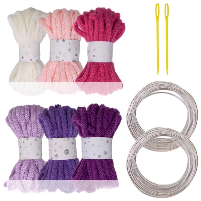 6Rolls Of Multicolored Hollow Braided Cord Rope 5.46Yard Long 7mm Wide Polyester Rope For Art Craft And Home Decoration