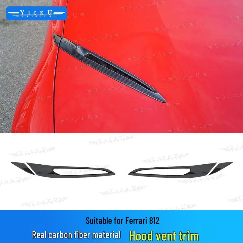 Fits Ferrari 812 N Models: Real Carbon Fiber Front Lip, Side Skirts, Center Lip, Rear Bumper Corners, Tail Wing Trim, Mirror Housings.