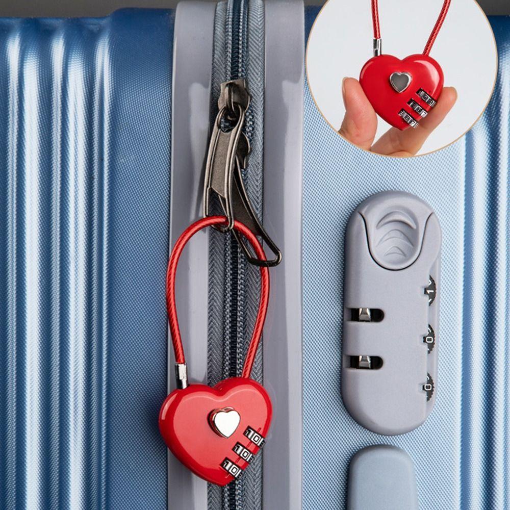 3-stelliger Passwort-Liebes-Passwort-Vorhängeschloss Herz-Stil Konzentrisches Schloss Kombinationsschloss Schultasche