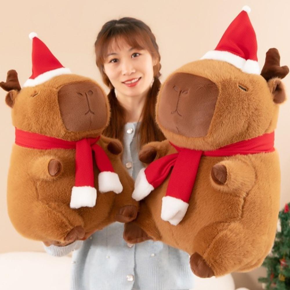 Simulation Capybara Plush Toy Cartoon Capibara Fluffty Doll Christmas Capybara Plush  Birthday Gift