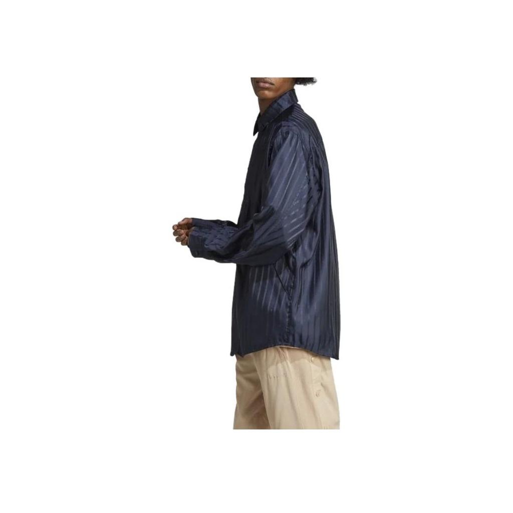 Adidas Originals Rifta City Boy Striped Pointed Collar Button Long Sleeve Shirt Men Shirts Ink-Blue IC8406