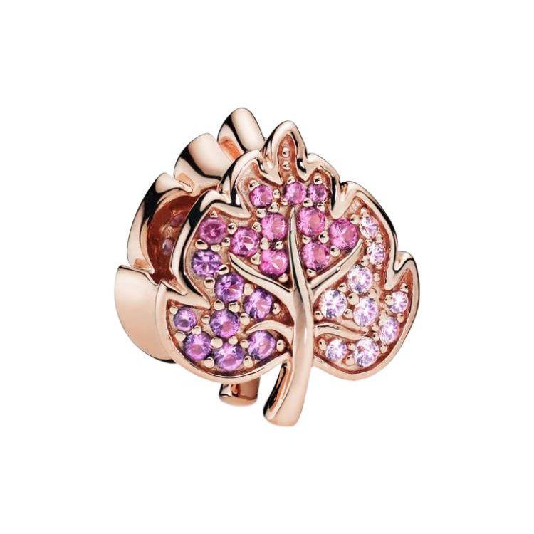 Pandora Moments Exquisite Shimmering Leaf Glass Accessories Women Accessories 788322NPMMX Box,F,Rose Gold