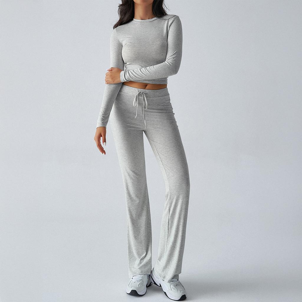 Autumn/winter Women's Y2K Casual Sports Style Slim Long Sleeve Top Lace-up Pants Suit