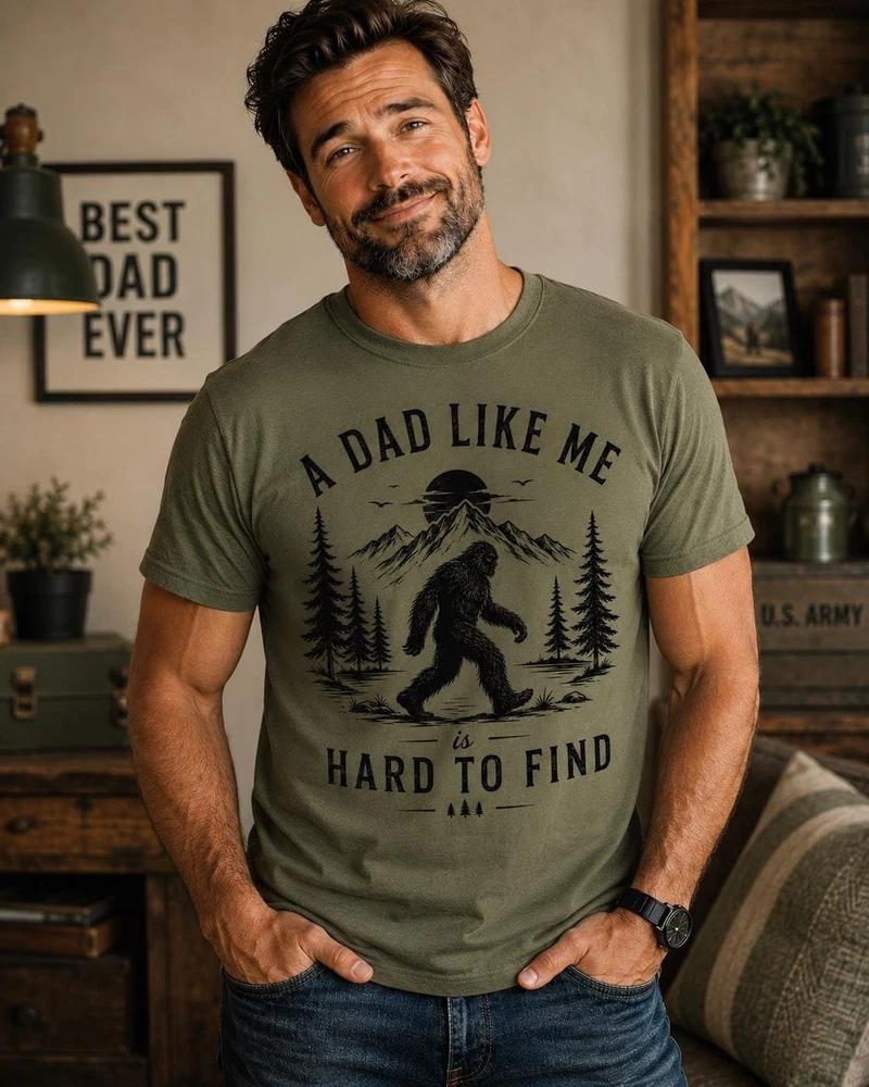 Funny Bigfoot Dad Shirt A Dad Like Me is Hard to Find Tee Sasquatch Gift for S