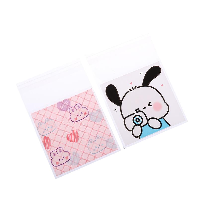 100Pcs Cute Cartoon Printed Opp Clear Packaging Bags Candy Bag Self-Adhesion Storage Bag Diy Gift Pastry Sealable Bag