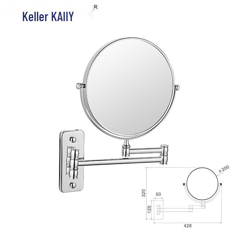 Wall-Mounted Double-Sided Foldable Makeup Mirror with Magnification for Bathroom and Toilet.