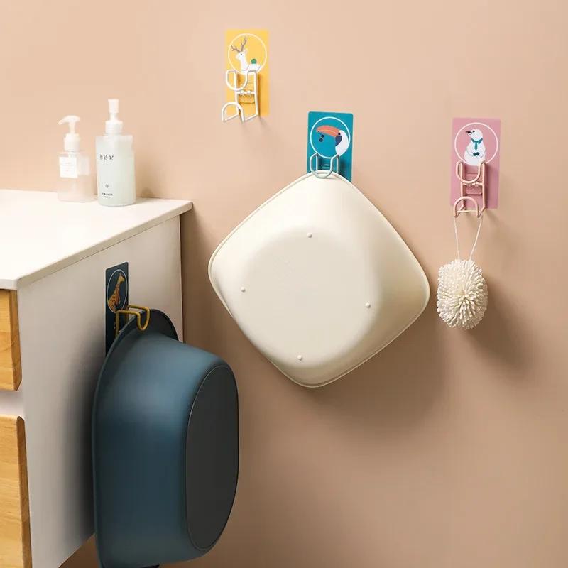Wall Hanger Hook Waterproof Storage Holder Cartoon Strong Suction Self Adhesive Hook Heavy Load Rack Cup Sucker for Kitchen Bath