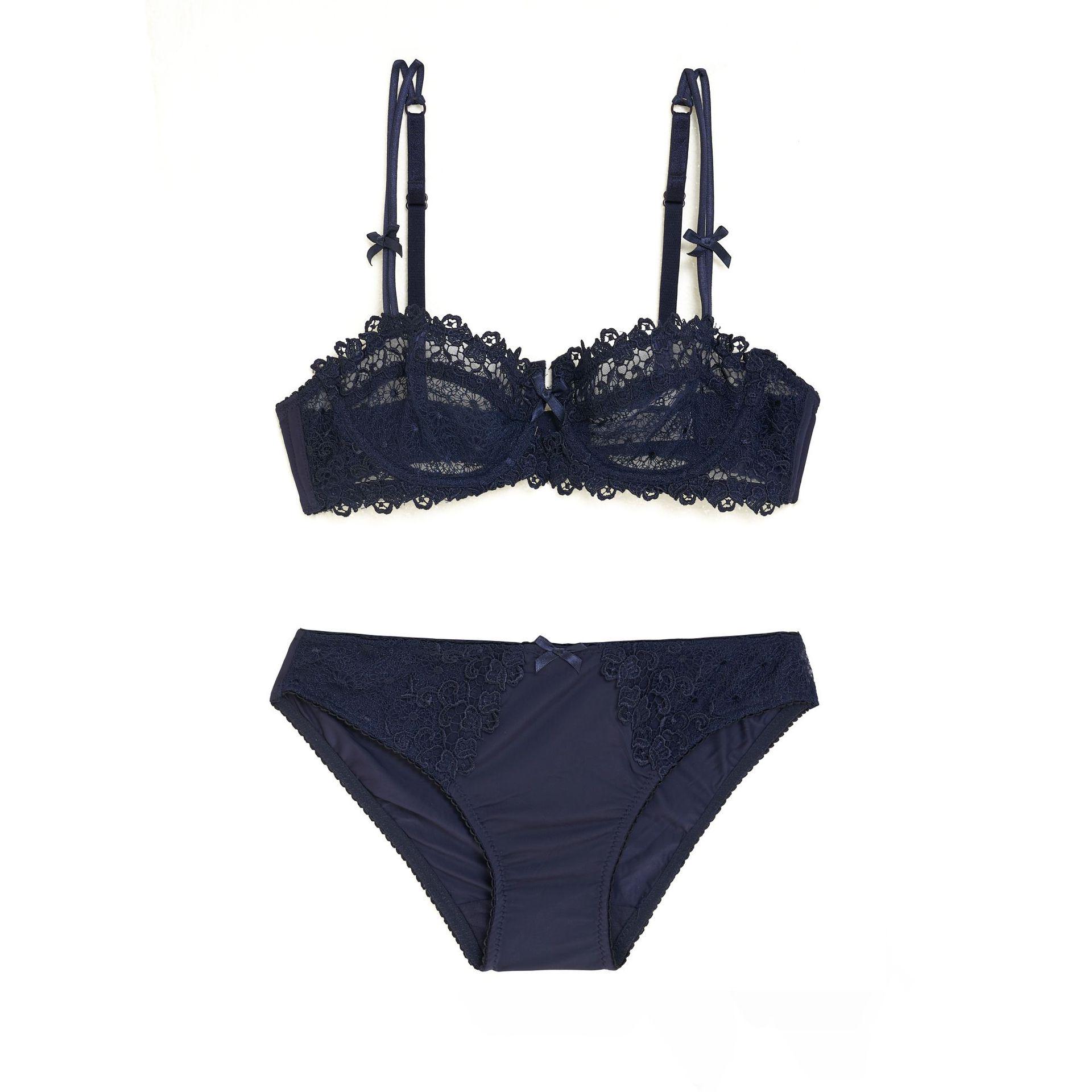 

Половина склянки водорозчинного мереживного ультратонкого бюстгальтера сексуальної жіночої сексуальної білизни 70B синій