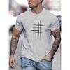 Summer Men's 100% Cotton Casual Loose Size Graphic Line Print Round Neck Short Sleeve T-shirt Top
