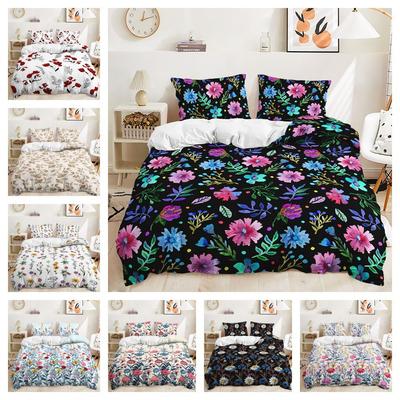 Bed Three-Piece Plant Floral Kit Pastoral Quilt Cover Two-Piece Bedroom