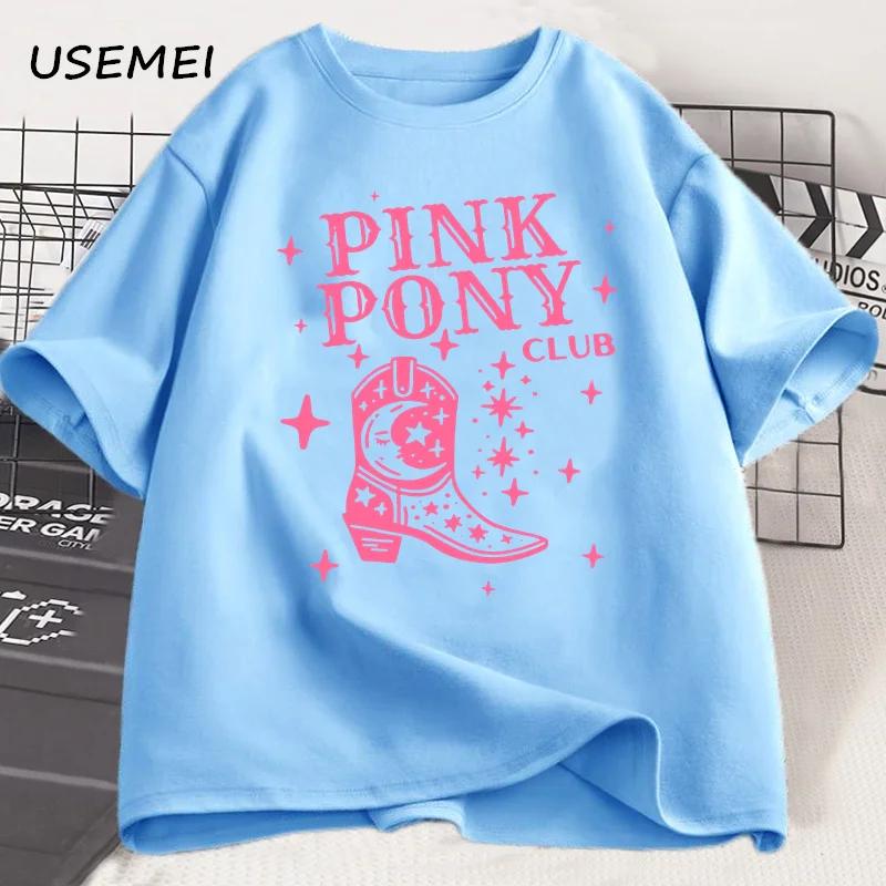 Pink Pony Club Chappell Roan Cowgirl Boots T-shirt Women Hip Hop Fashion Country Music T Shirt Lady Girl Fashion Tee Streetweawr