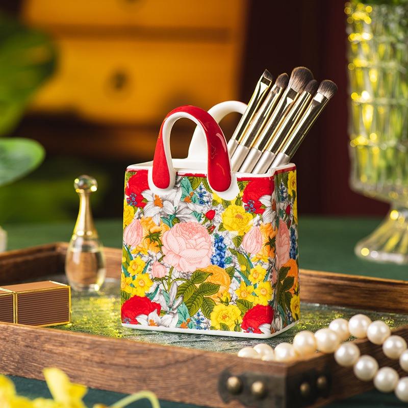 Vase Ceramics Hot Sale Medieval Water Raising Small Vase Retro Pen Holder High Value Ornament Living Room Flower Arrangement