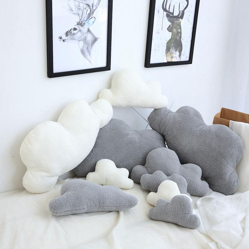Realistic Cloud Plush Toy-Soft Stuffed Cloud in Gray&White 3 Sizes Fluffy Pillow Gift for Kids Nursery Decor Relaxation