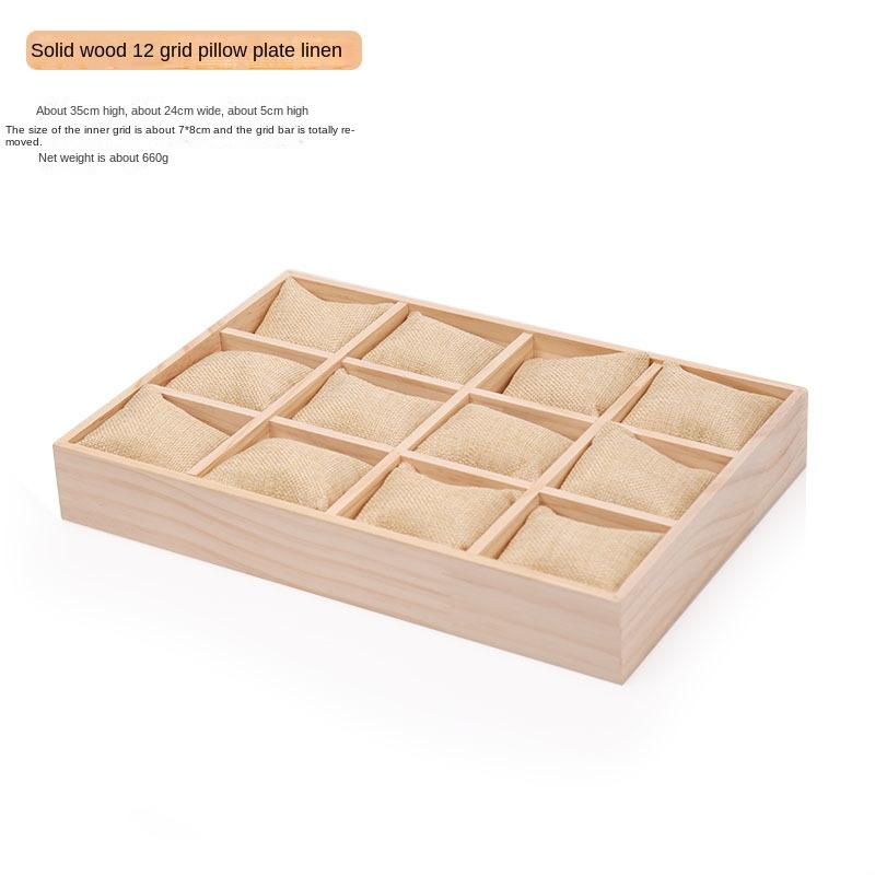 Solid Wood 12 Digit Pillow Plate Watch Bracelet Storage Display Frame - Elegant Organizer for Timepieces And Accessories