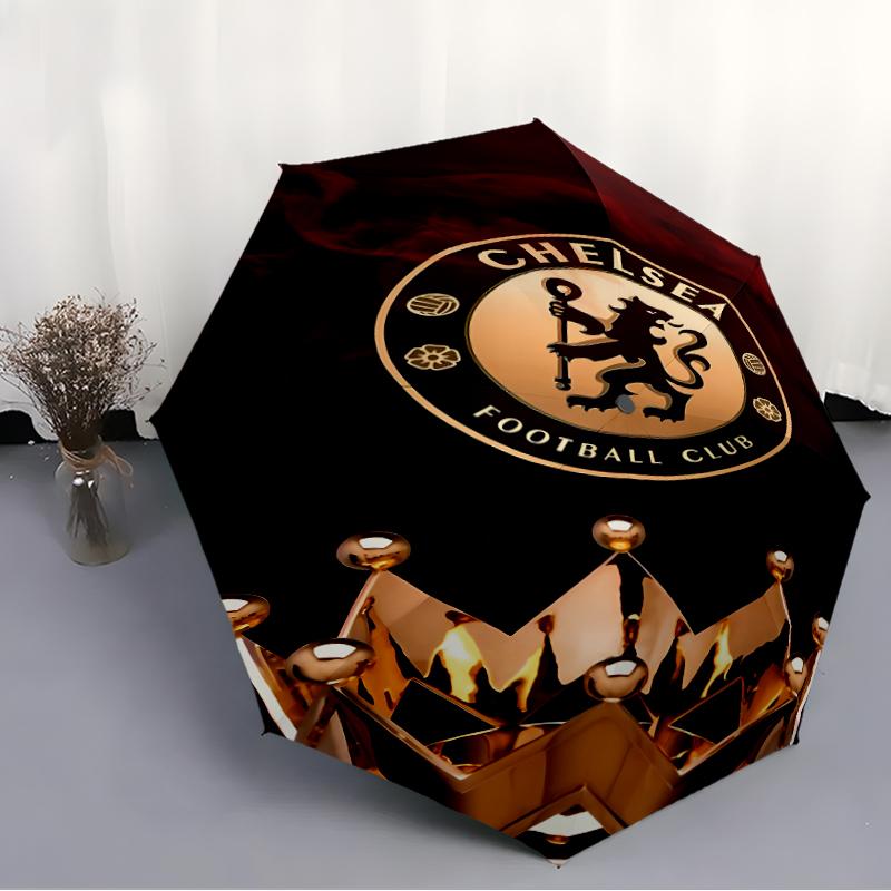 Printed Chelsea FC logo Printed Folding Umbrella,Outdoor,Leisure,And Travel Umbrella,Durable Umbrella Fabric,Birthday And Holiday Gift