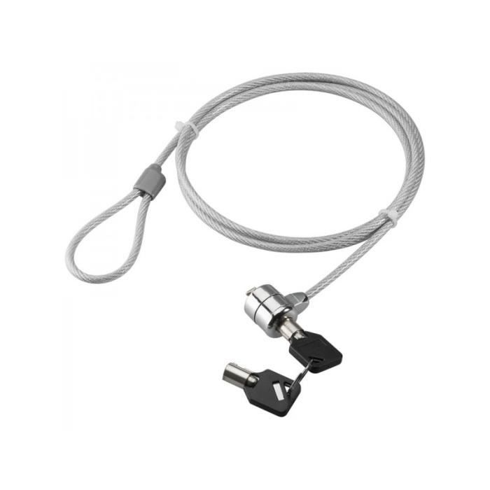 Câble Antivol À Clé - Simple Tête - 1.80 M - Acier - 4 Mm - 2 Clés Inclus