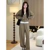 Korean Style Casual Women's Slimming Sweatshirt Two-Piece Set for Spring & Autumn Fashion