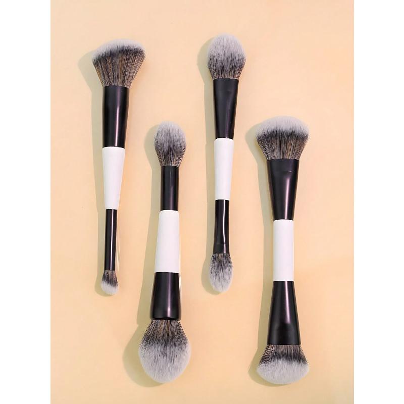 4pcs Double-Ended Makeup Brush Set Multi-Functional Foundation, Blush, Powder, Highlighter, Contour And Concealer Brushes For Women Makeup Brush Kit