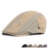 Spring Summer Letter Embroidered Beret Color-Blocking British Cap Middle-Aged Men's Sunscreen Hat Peaked Cap Newsboy Caps Gatsby Painters Hats
