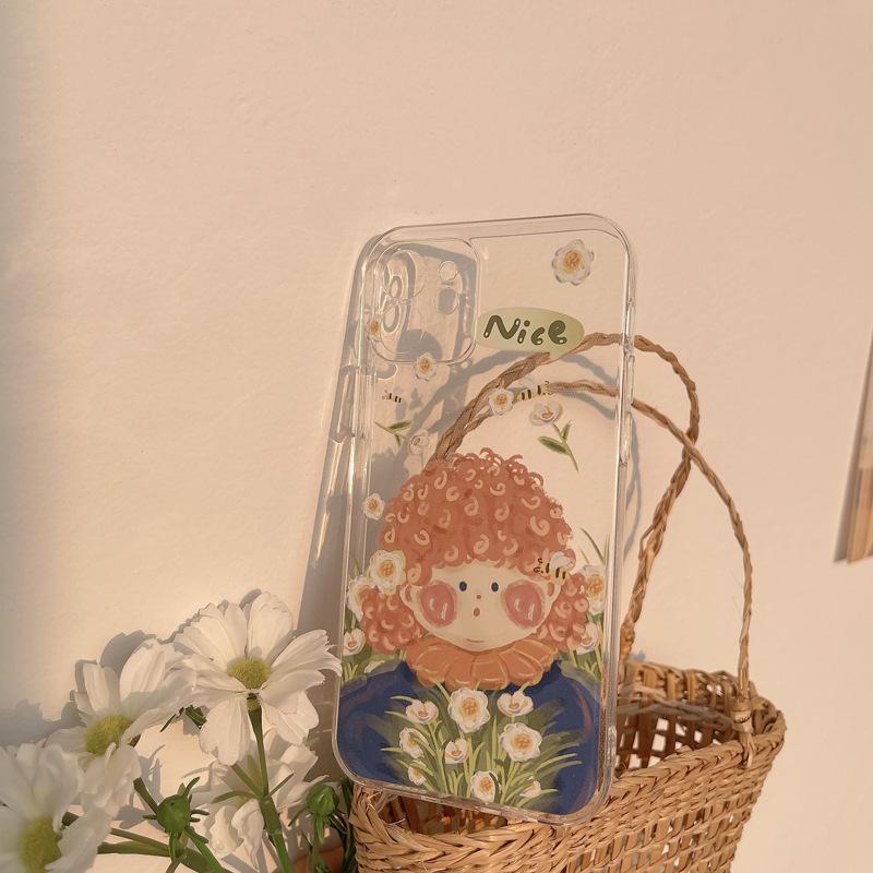 

Original Oil Painting Girl 15Promax Transparent All inclusive IPhone 16 Apple 13 Anti Fall 14 Suitable for XS Painted Soft 12pro(6.1)