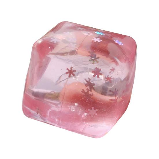 Cube Squeeze Toy Anxiety Relief Stress Toy, Clear Frosted Tool Snowflake Glitter Ice Sensory for Students Workers Shape